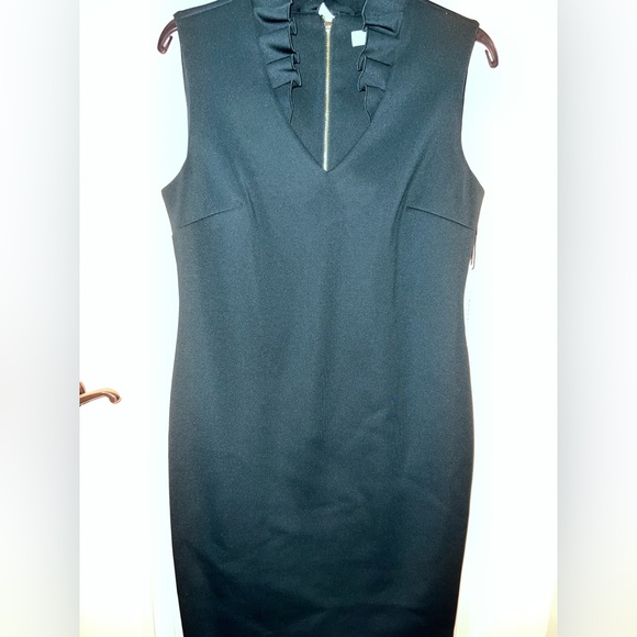 Calvin Klein Emerald Green Ruffle-Neck Sheath Dress - Picture 5 of 9